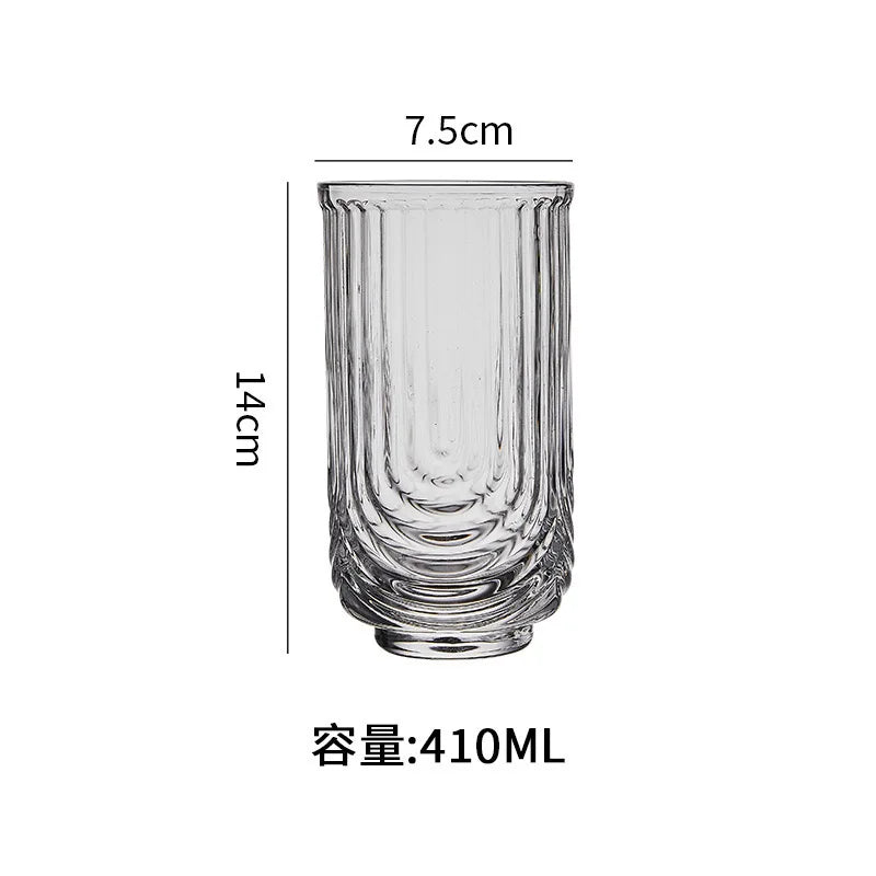 U Stripes Glass Cold Drink Cup Transparent Home Water Glasses Ice Cream Drinking glass Iced Coffee Milk Tea Cup Stripe Beer Mug