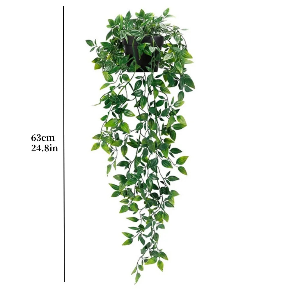 Artificial Plant Wall Hanging Fake Plants Green Leaf Flower Decor Room Simulation Bonsai Home Decoration Hotel Party