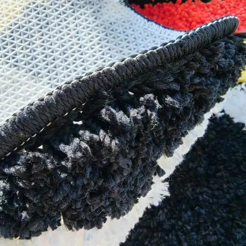 Cartoon Anime Luffy Pirate Squad Skull Tufting Carpet Straw Hat Skeleton Lounge Rug Fluffy Plush Irregular Bathroom Mat Decor