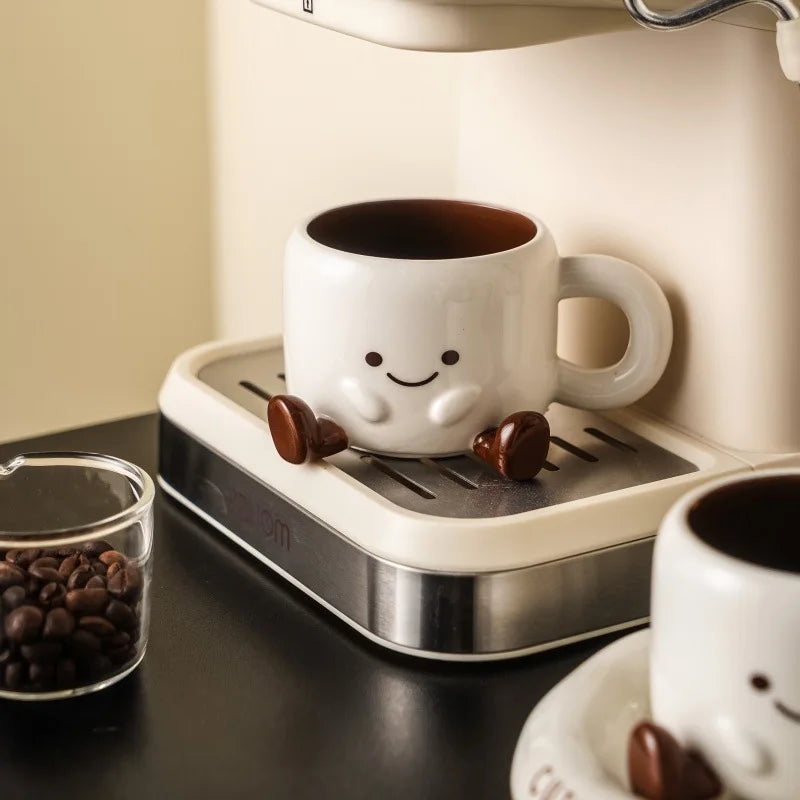Cartoon Ceramic Coffee Cup & Saucer Set – Gift Boxed Milk & Coffee Cup