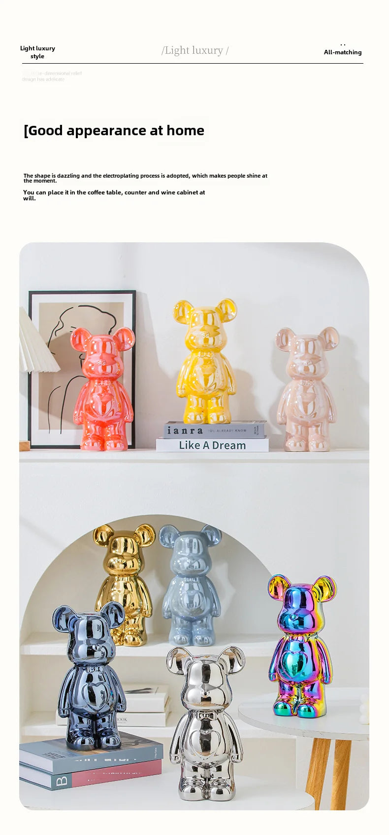 17/27/cm Aesthetic Bear brick Ceramic Staute Teddy Bear decor action figure Sculptures Ornament for room Home Decoration Crafts