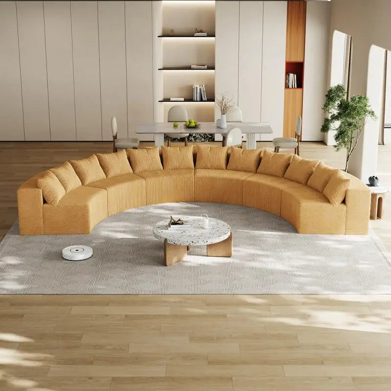 Curved Modular Sectional Foam Sofa with 12 Pillows, Semi-Circular Design for Living Room, Bedroom, Office, Leisure, Nap,