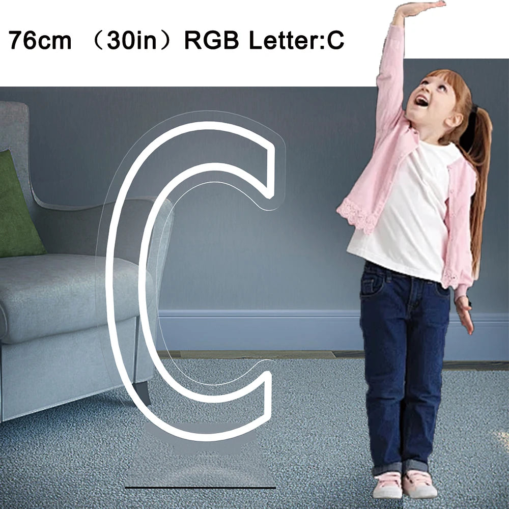 76cm Large Light up Letter Sign 26 Alphabet Stand up Lighting for Wedding Birthday Party Home Bar Decor