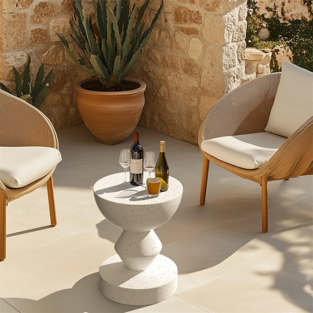 Modern Living Room Sofa Side Indoor End Table Outdoor Accent Table Lightweight Concrete Stool
