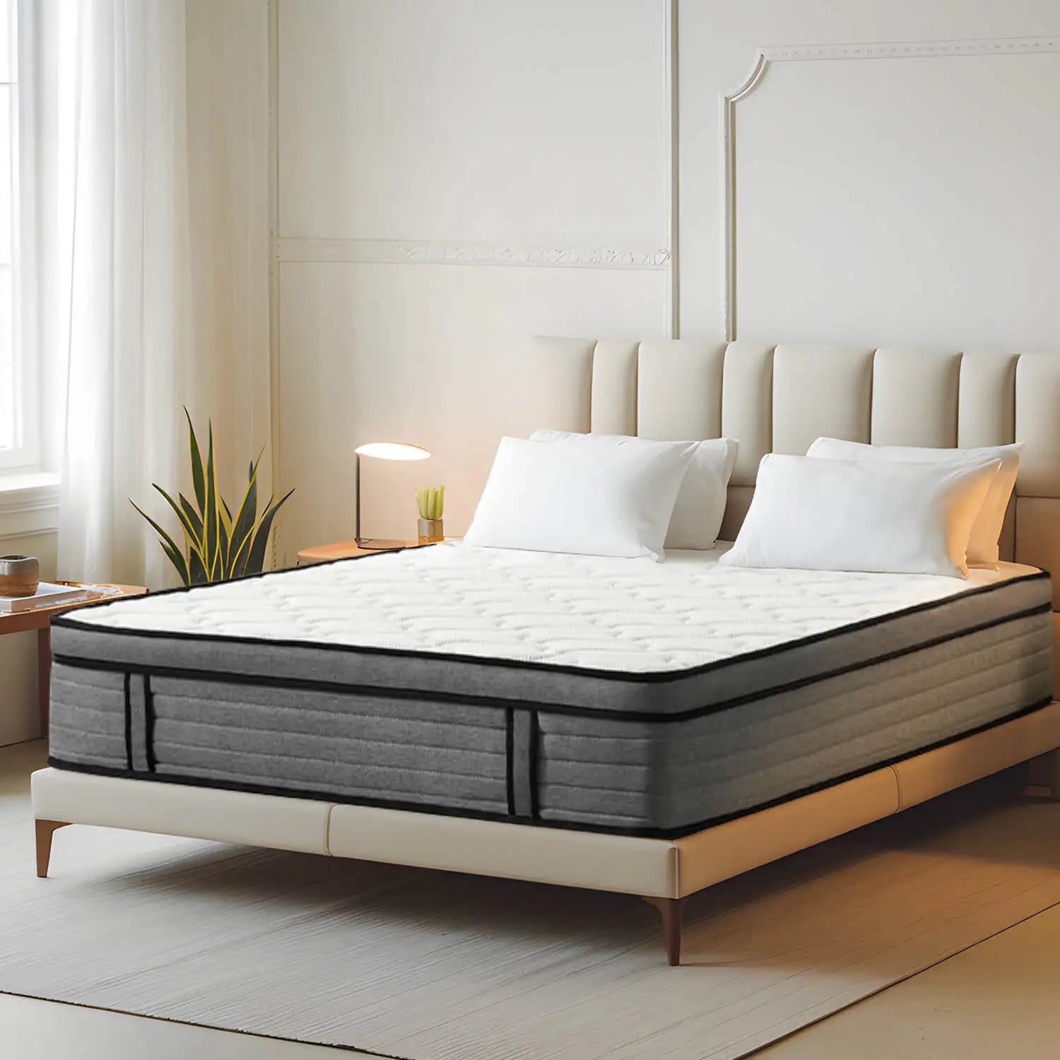 Queen Size Mattress in a Box, Pocket Springs for a Cool Sleep,Pressure Relief, Medium Firm Feel with Motion Isolation