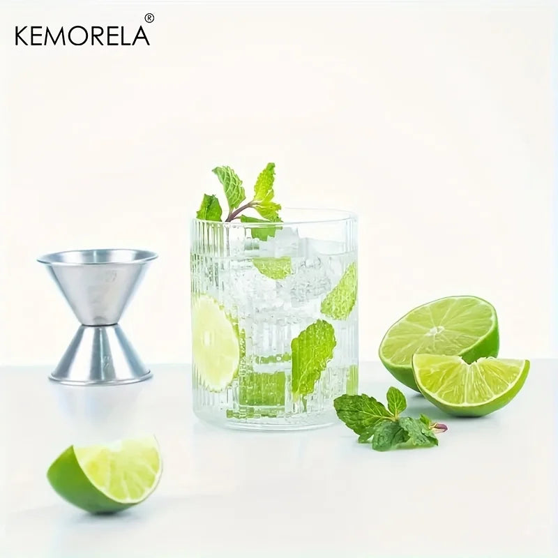 KEMORELA 4/6pcs Vintage Ribbed Cup Set 300ML Vertical Stripe Pattern High Borosilicate Glass Coffee Juice Cup For Dining Room