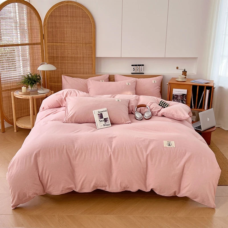 Cotton Duvet Cover Set – Japanese Grid Style (King Size, 220×240)