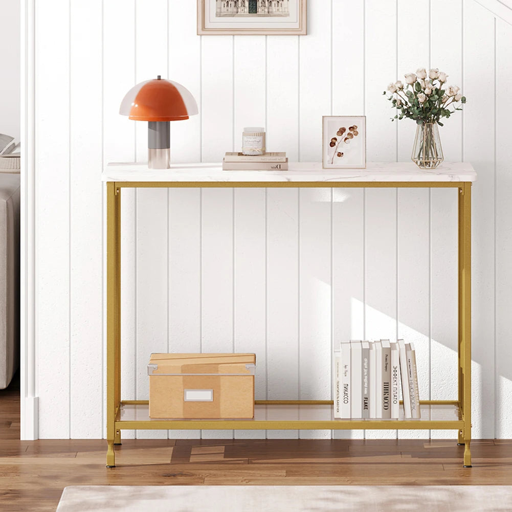 Console Table 105cm Sofa Tables Narrow Entryway Table Metal Frame Behind Couch Table for Living Room Foyer Hallway Bedroom