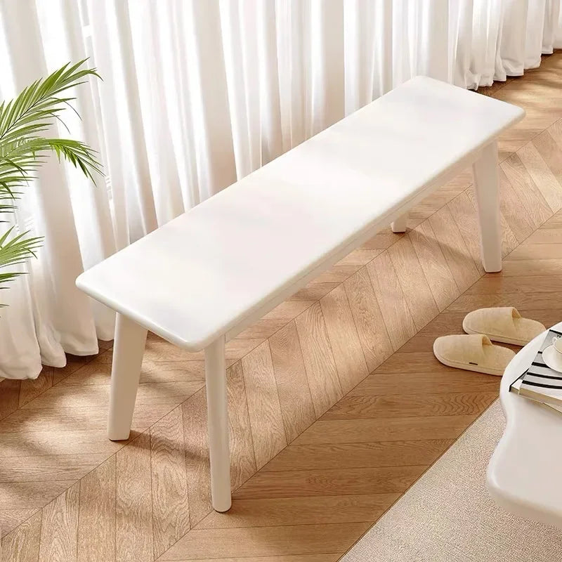 Nordic Solid Wood Long Bench – Modern Log Dining & End-of-Bed Bench