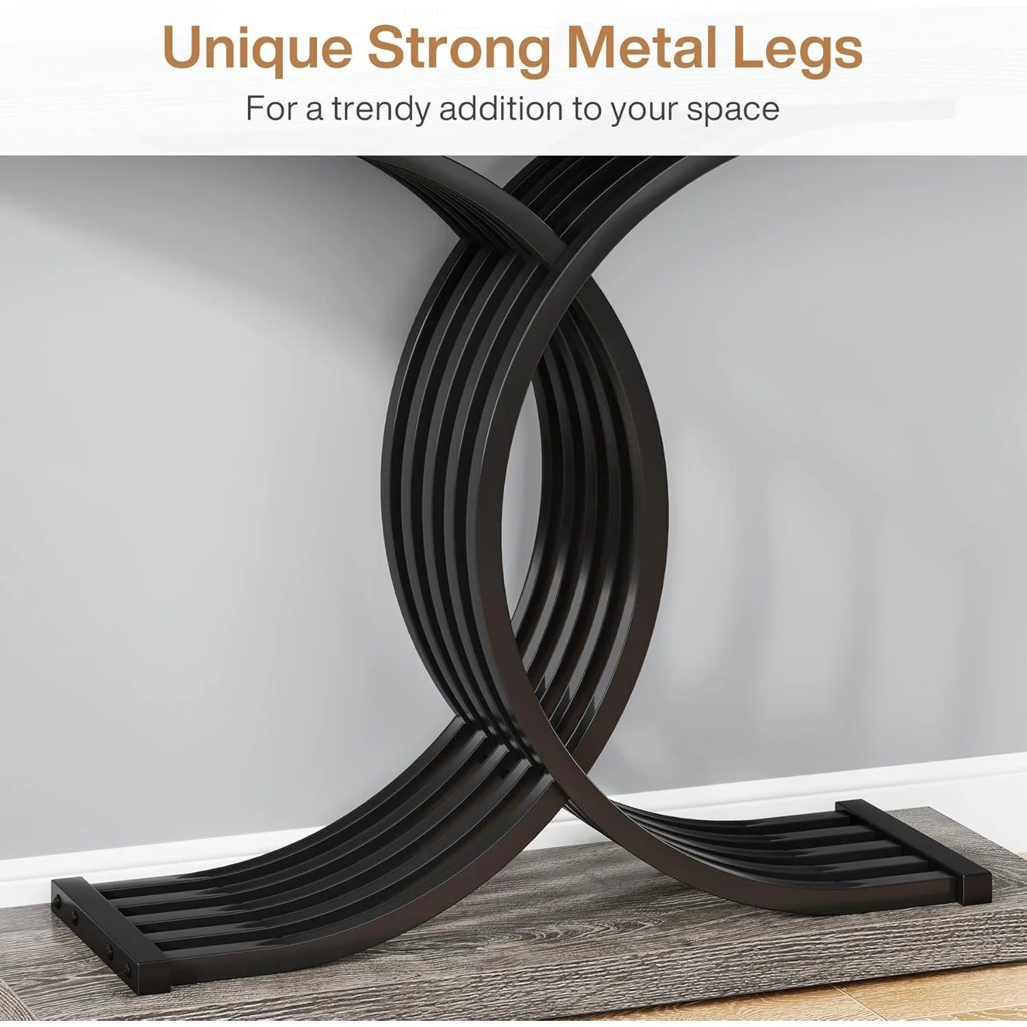 Industrial Entryway Table, 39-Inch Console Table Accent Table with Geometric Metal Legs, Narrow Wood Sofa Table for Entrance