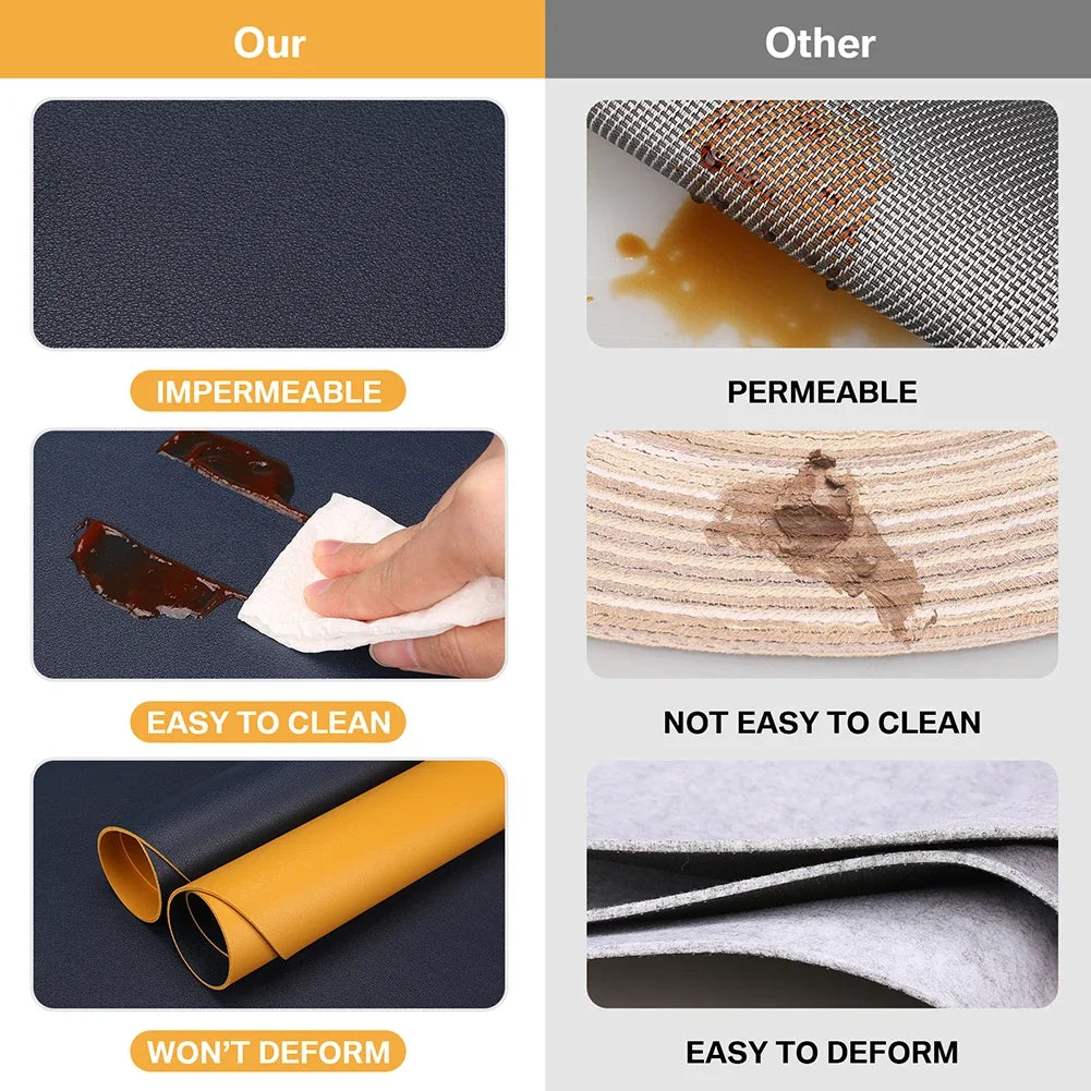 Irregular Shape PU Leather Placemats Set Oil-Proof Waterproof Dual-Sided Place Mats for Kitchen Bistro Tables Bars Coffee Shops