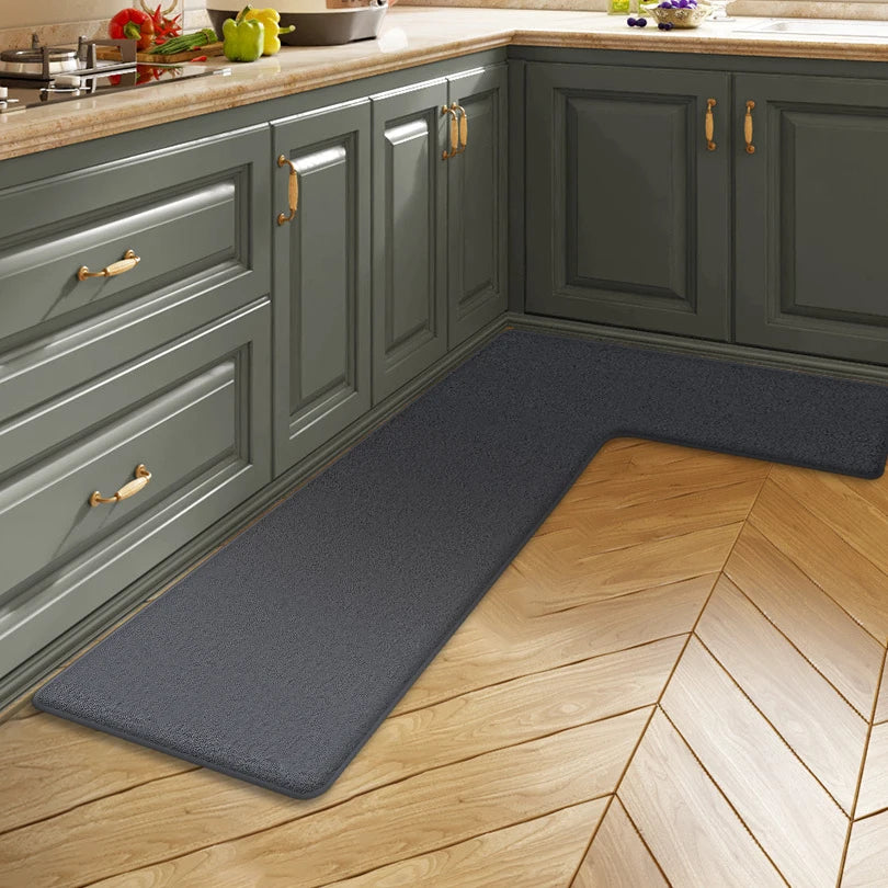 Solid color kitchen L-shaped dirt-resistant soft floor mat restaurant corner absorbent floor mat bathroom non-slip mat door mat
