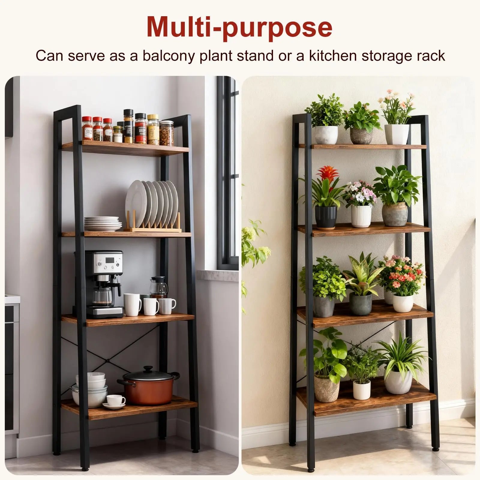 4-Tier Wooden Display Bookshelf – Graduated Standing Storage Shelf