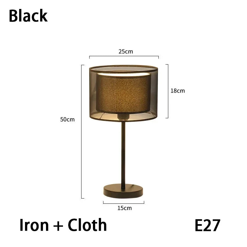 LED Modern Creative Circular White Black Fabric Lampshade Floor Lamp Living Room Bedroom Home Indoor Atmosphere Decoration Light