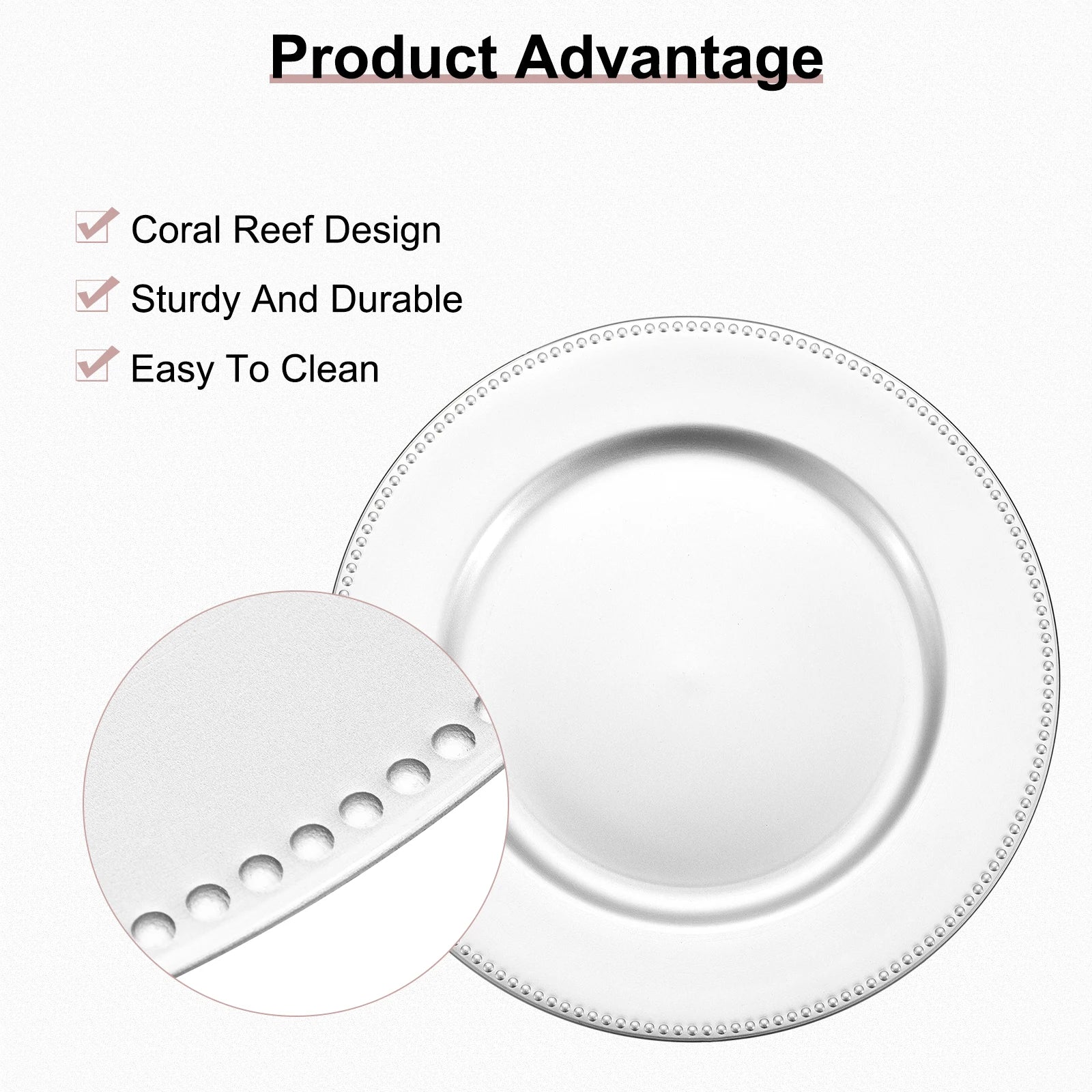 Round Charger Plates – 13″ Plastic Table Chargers (10-Pack)