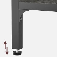 Industrial Wine Bar Cabinet with Power Outlets & LED Lights – Adjustable Wine Rack Coffee Station