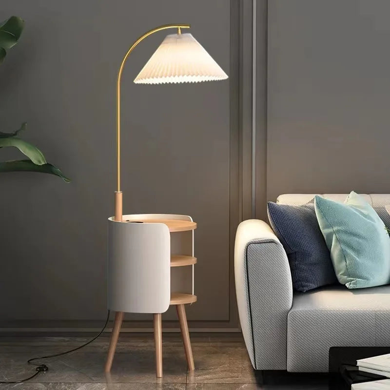 Scandinavian Luxury  with Side Table Round Nightstand for Living Room Sofa Bedside Lighting Room Decoration Light Floor Lamp LED