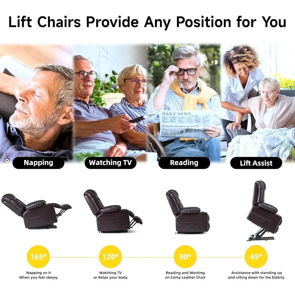 Large Power Lift Chairs Recliners for Petite Elderly, 3 Position Lift Recliner Chair for Large Space, Heating and Massage, USB-A