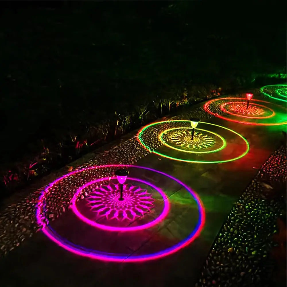 Solar Lights Outdoor Waterproof RGB Color Changing Garden Lights Solar Powered Auto On/Off Outside Grass Path Landscape Lighting