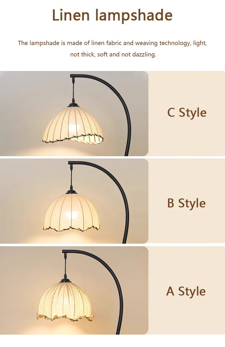 Nordic Linen Fabric Led Floor Lamps Living Room Sofaside Atmosphere Lights Home Lighting Bedroom Bedside Lustre Lamp Fixtures