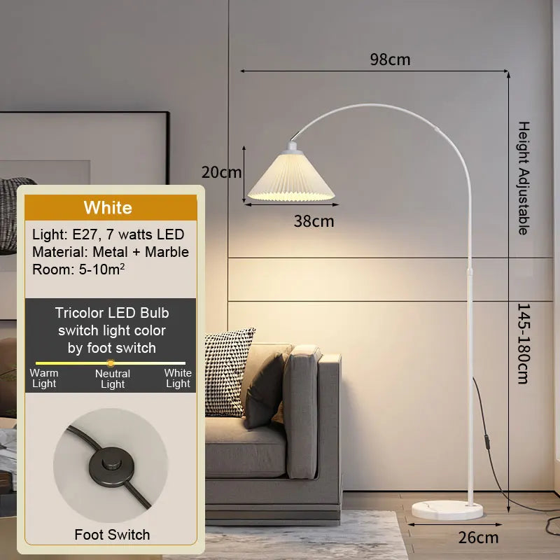 LED Tea Table Floor Lamp Living Room Decoration Bedroom Bedside Lighting Modern Marble Stand Light Black Beige E27