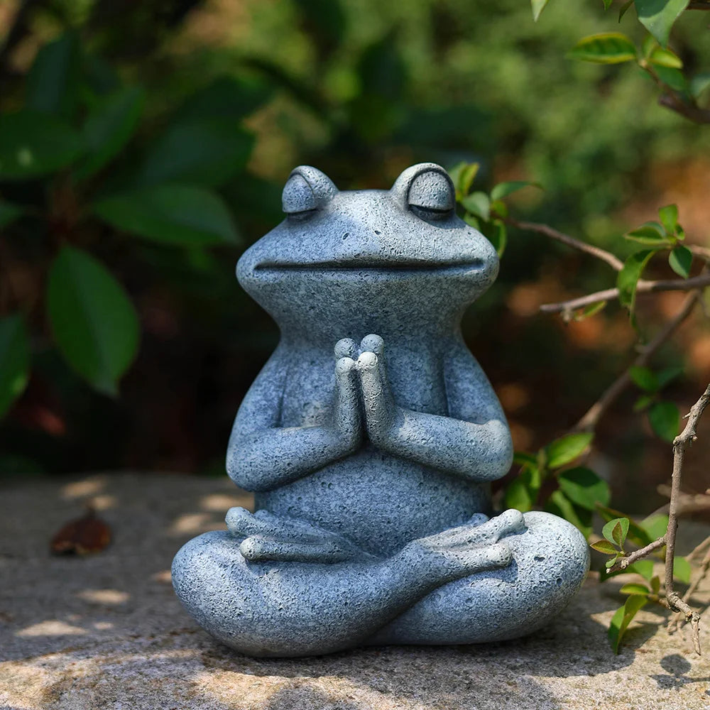 RAKKS Frog Garden Decoration Resin Animal Crafts Meditation Meditation Statues Outdoor Patio Lawn Decoration Pieces