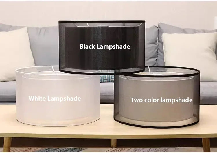 LED Modern Creative Circular White Black Fabric Lampshade Floor Lamp Living Room Bedroom Home Indoor Atmosphere Decoration Light