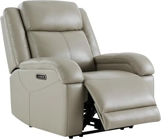 Genuine Leather Power Recliner Chairs for Adults, Wall Hugger RV Recliner with Power Headrest & Charging Ports,Electric Recliner