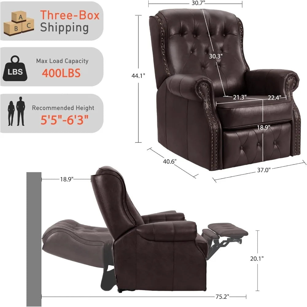 Dual Motor Lay Flat Power Recliner Chair, Mid Century Wingback Recliner with Independent Adjustable Backrest and Extended