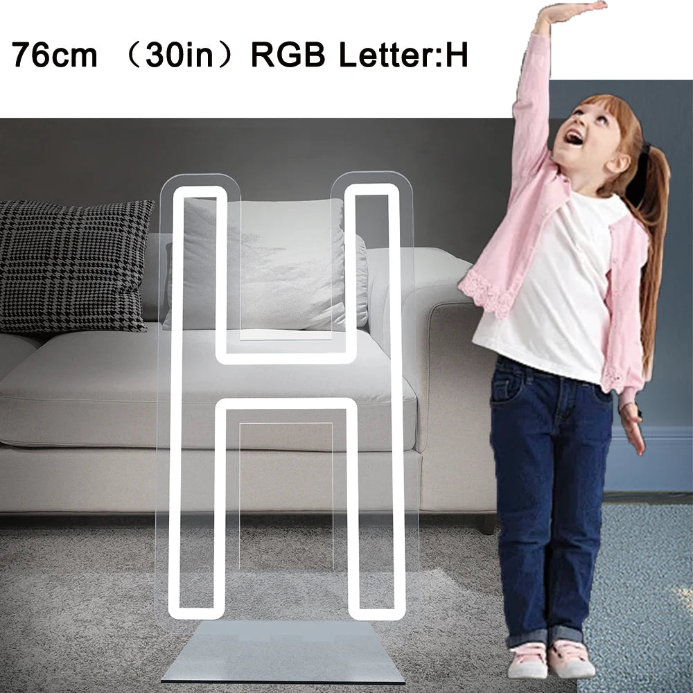 76cm Large Light up Letter Sign 26 Alphabet Stand up Lighting for Wedding Birthday Party Home Bar Decor