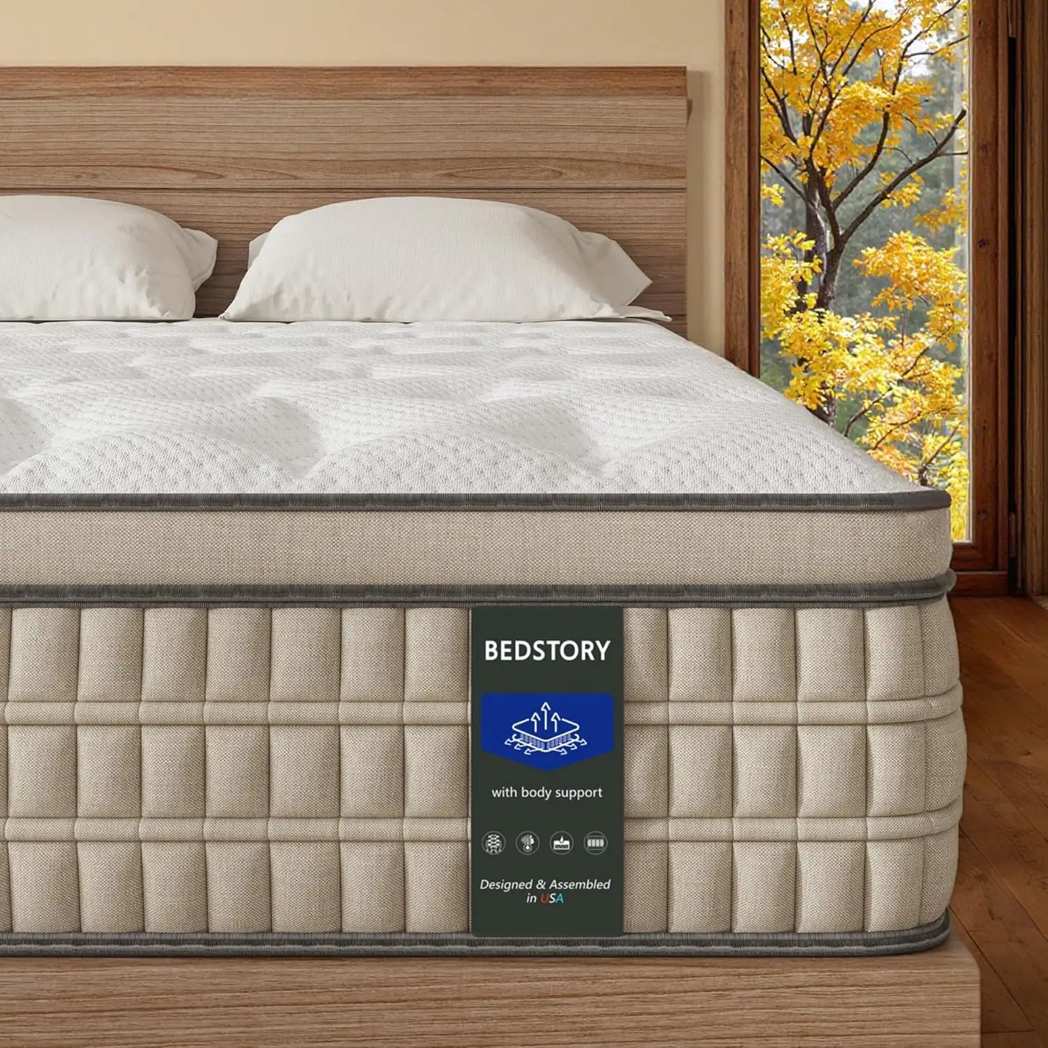 Firm Queen Mattress 14 inch Pain-Relieving Hybrid Mattress for Extra Lumbar Hip Support 365-Night Trial No Sagging Bed in a Box