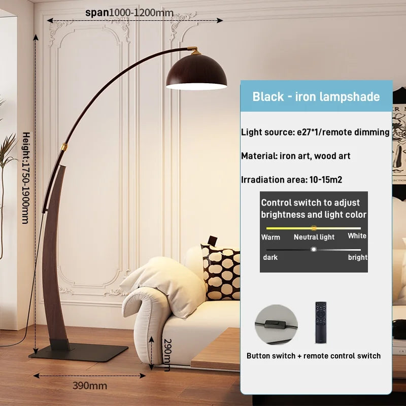Living Room Floor Lamp Sofa Vintage Bedroom Study High-End Feel Light Luxury Fishing Lamp Home Decoration Standing LED Lighting