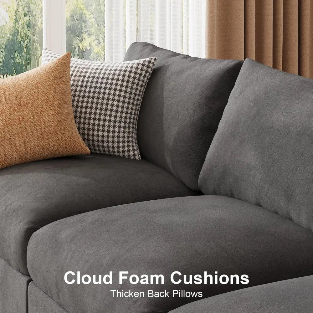 U-Shaped 6-Seat Velvet Cloud Sofa with Deep Seating and Convertible Sleeper for Living Room, 119.6 Inch Sectional Couch