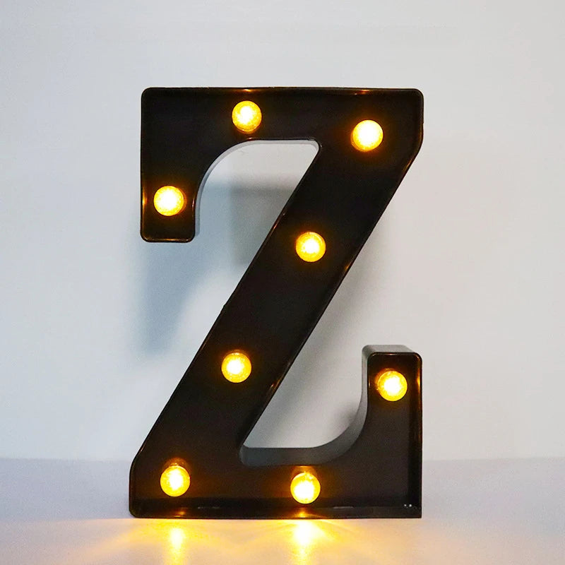 22cm Letters with Led Light Black Alphabet Letter Number Night Light Home Christmas Decoration Birthday Supplies Room Decoration