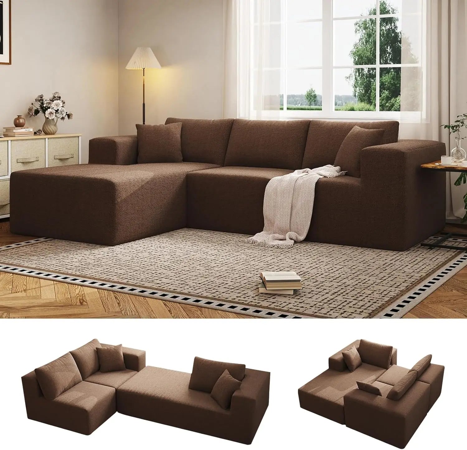 Modular Sectional Sofa – 107″ L-Shaped Cloud Couch with Chaise (4-Seater)