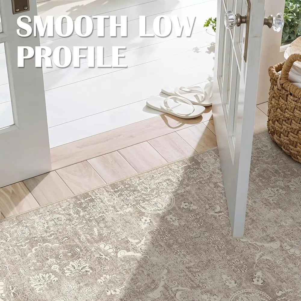 Washable 3X14 Runner Rug - Non-Slip Vintage Runner Rug For Entryway Low-Pile Medallion Long Rugs For Hallway Waterproof