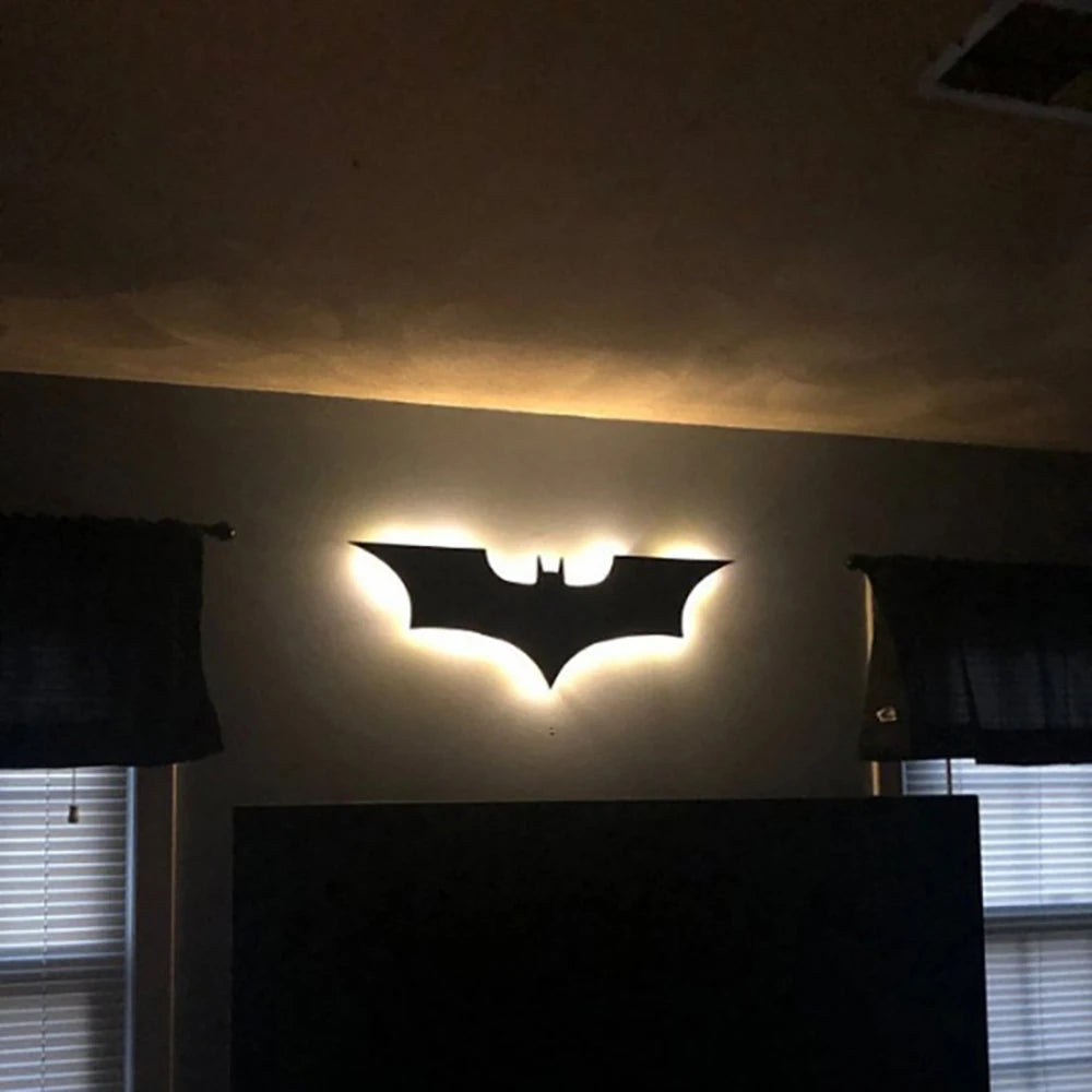 Creative 3D Bat Wall Lamp RGB LED Bedside Gaming Room Bar Decorative Light with Remote Control for Bedroom Living Room Porch