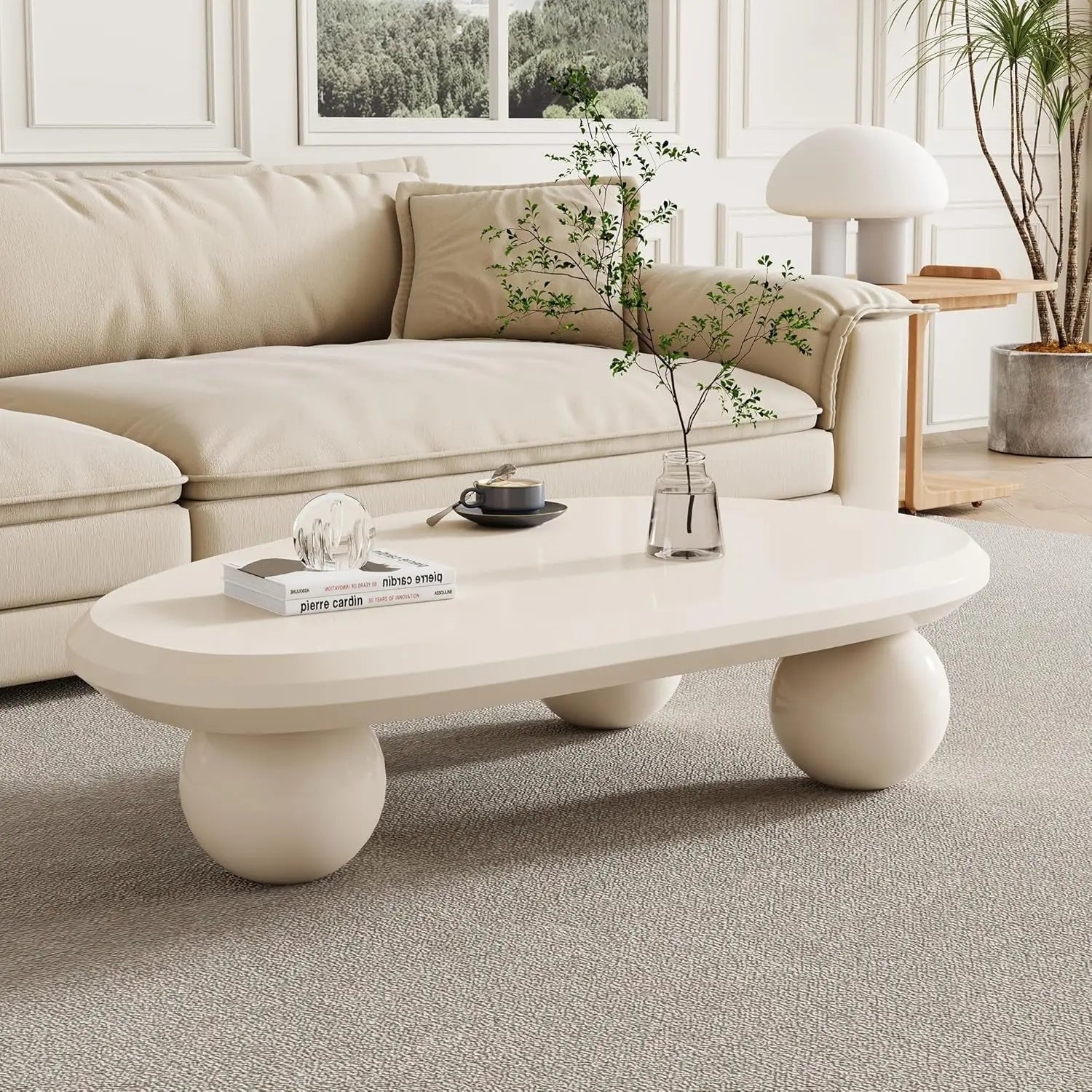 Small Mid-Century Vintage Oval Coffee Table – Rustic Mini Center Table for Living Rooms