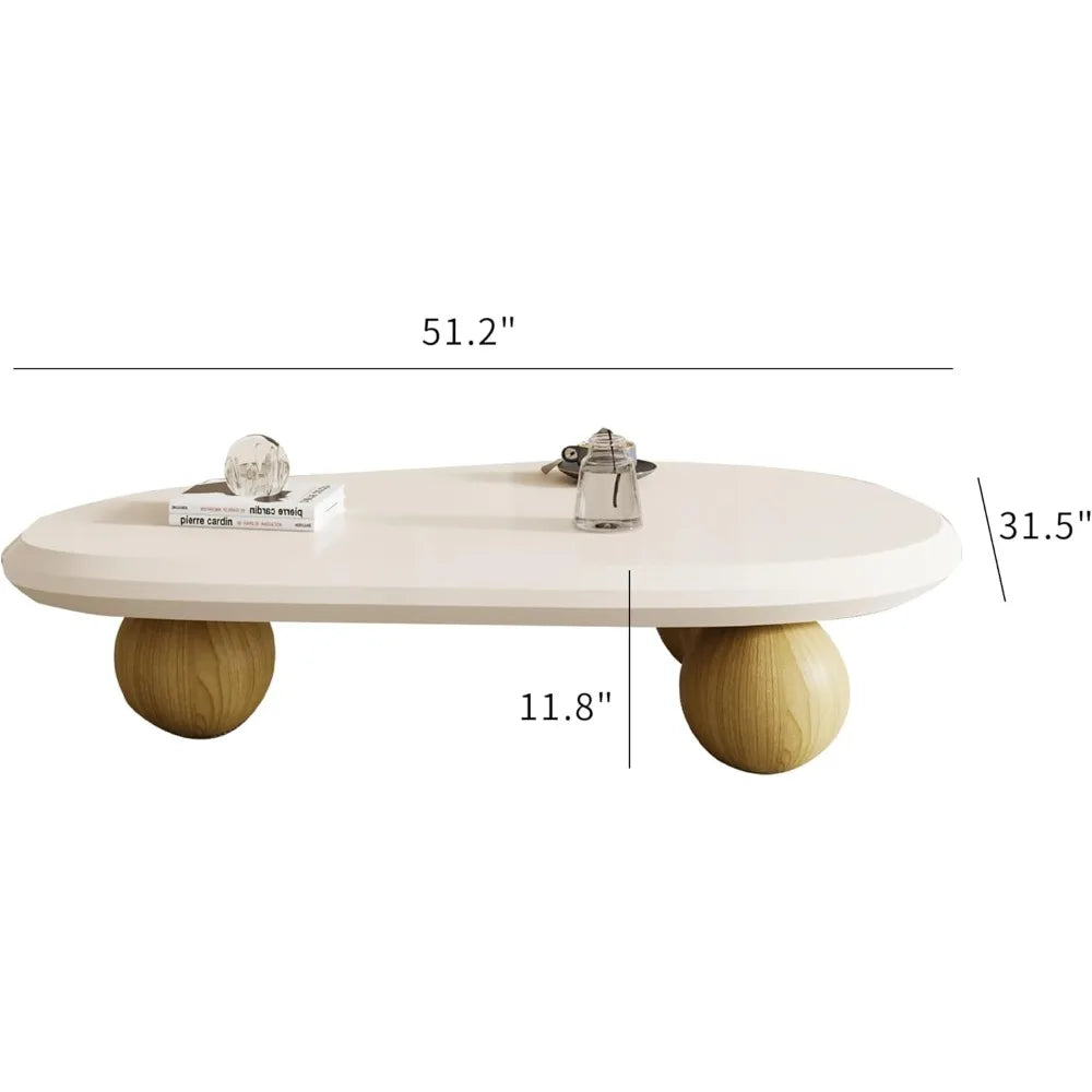 Small Mid-Century Vintage Oval Coffee Table – Rustic Mini Center Table for Living Rooms