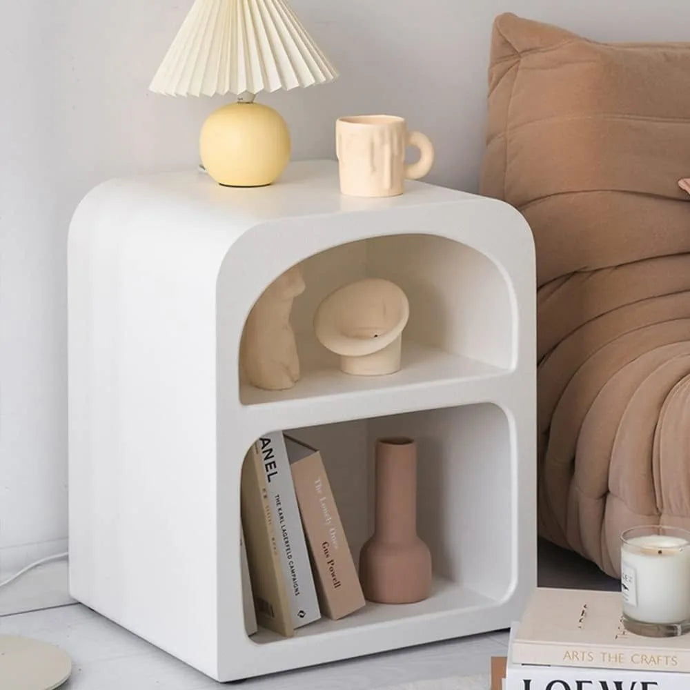 21.6 Inch Modern Nightstand - Two Tier Storage, Compact Bedside Table for Home Office or Bedroom Corner, Ready to Use