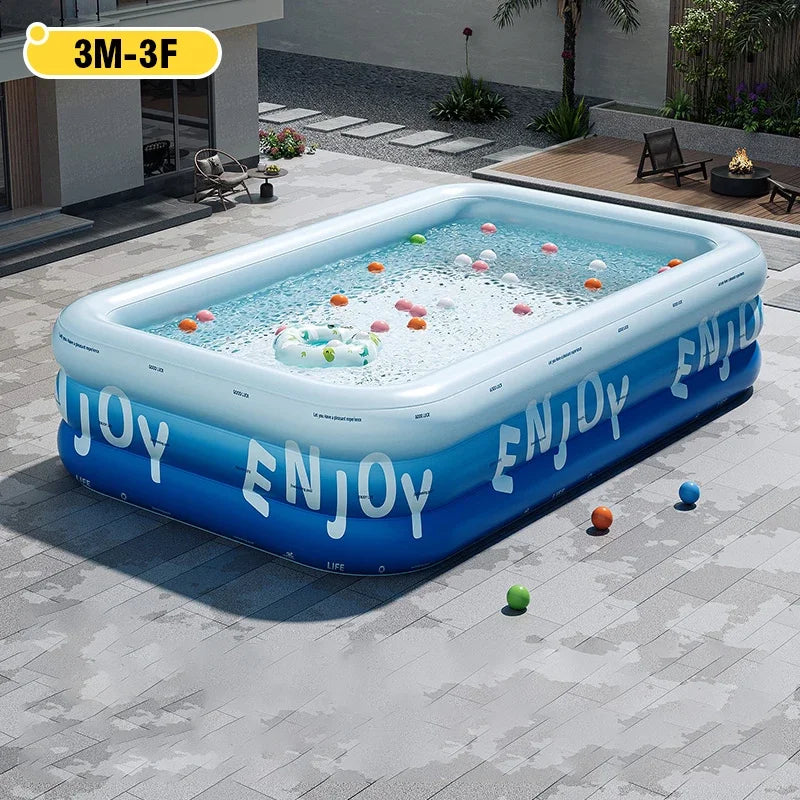 Inflatable Family Swimming Pool with Canopy – Large Outdoor Pool (3m / 2.6m / 2.1m / 1.8m)