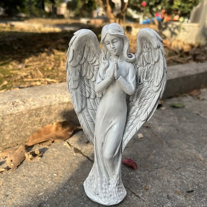 1Pcs Resin Gardening Ornaments Garden Sculpture Angel Decoration Atmosphere Angel Prayer Home High-end Elegance