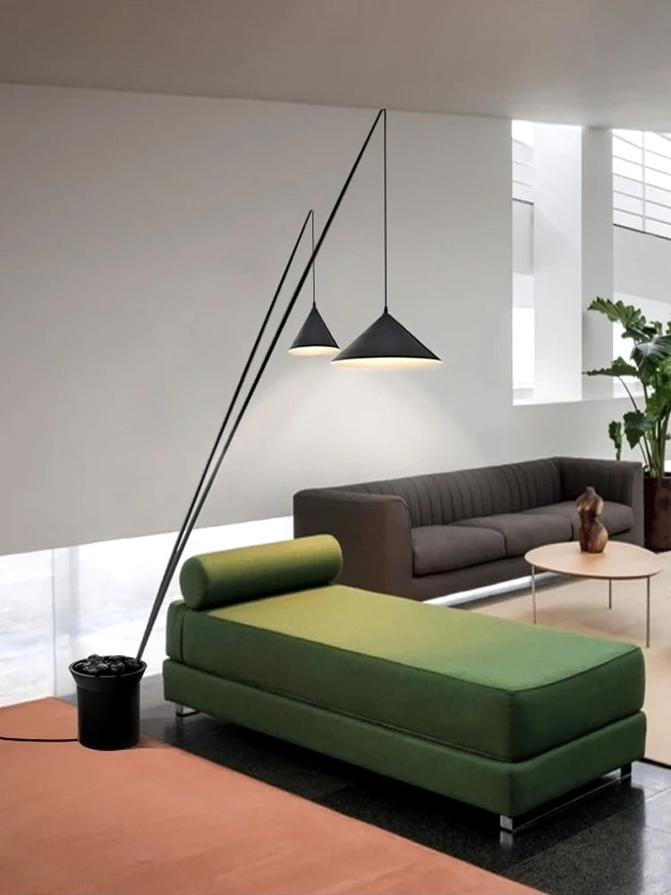 Nordic Floor Lamp Bedroom Living Room Black Standing Light Light Luxury Fishing Lamp Exhibition Hall Decoration Light LED Light