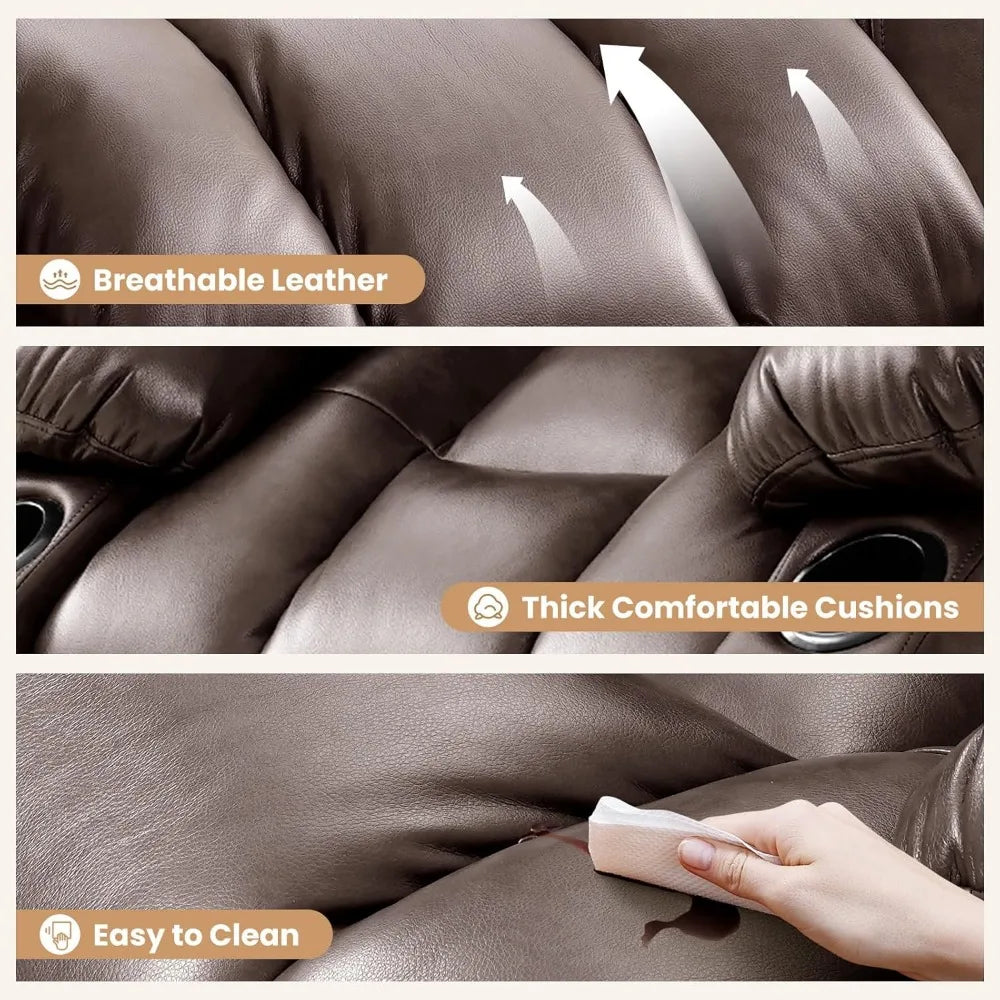 Power Lift Recliner Chair for Elderly with Massage and Heat, Breathable Leather Recliner Chair for Adults, 2 Cup Holder,USBPorts