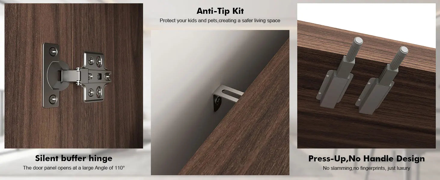 63‘’Fluted Sideboard with Storage 4 Doors & Adjustable Shelves Buffet Cabinet Large Modern Credenza Accent Console Cabinets