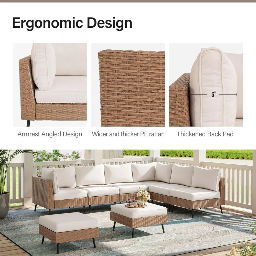 outdoor patio furniture, 8 piece outdoor sectional sofa pe rattan wicker patio conversation sets,all weather patio furniture se