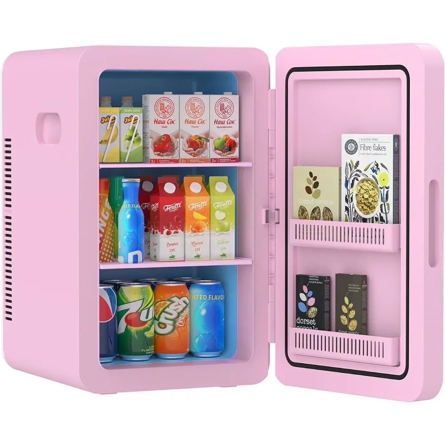 22L Mini Fridge for Bedroom 30 Cans Portable Cooler Warmer Compact Refrigerators with AC/DC Power for Skin Care Beverage Cosmet