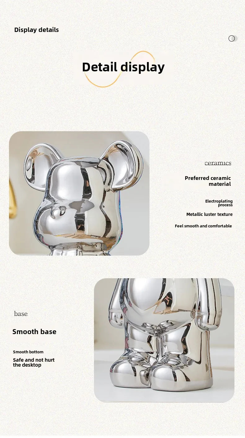 17/27/cm Aesthetic Bear brick Ceramic Staute Teddy Bear decor action figure Sculptures Ornament for room Home Decoration Crafts