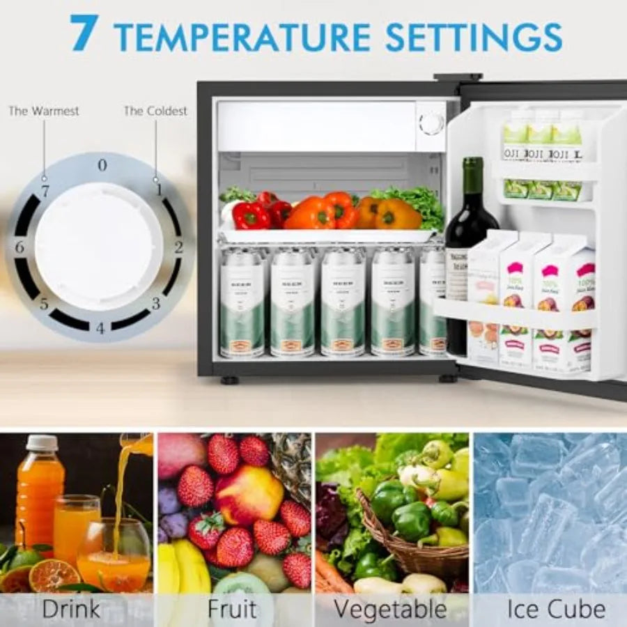 Compact Refrigerator with Freezer – 1.6 Cu.Ft (Stainless Steel)