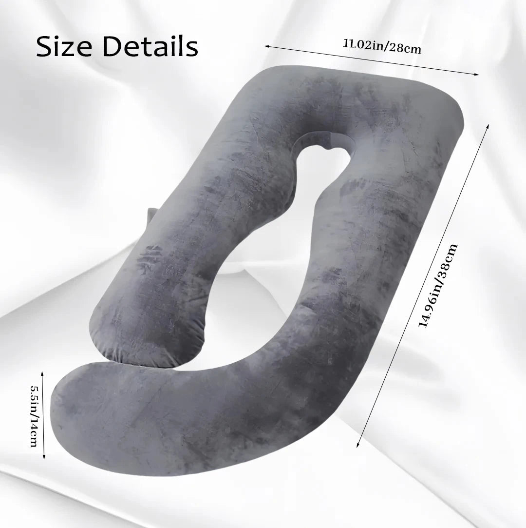 A Multi-Functional Crystal Velvet Pregnancy Pillow with Multiple Colors Available, Waist Protection Side Sleeping Pillow, Removable and Washable J-Shaped Belly Support Pregnancy Pillow, Holiday Gift